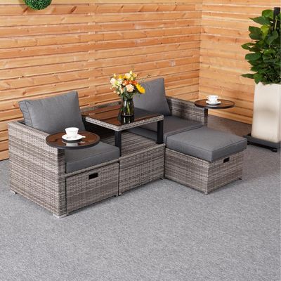 Κήπος πίσω από την αυλή σαλόνι Sofa Set με PE Wicker Rattan σε διάφορα τμήματα σχεδιασμού