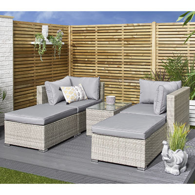 5 τεμάχια Wicker Rattan Μονωδικό εξωτερικό καναπέ μοντέρνο στυλ σχεδιασμού L70xW40xH39cm Μέγεθος τραπεζιού
