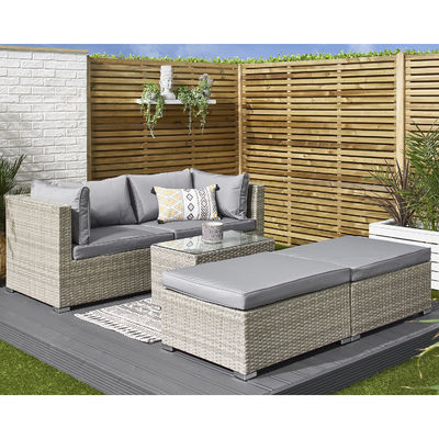 5 τεμάχια Wicker Rattan Μονωδικό εξωτερικό καναπέ μοντέρνο στυλ σχεδιασμού L70xW40xH39cm Μέγεθος τραπεζιού