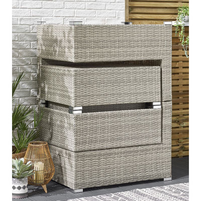 5 τεμάχια Wicker Rattan Μονωδικό εξωτερικό καναπέ μοντέρνο στυλ σχεδιασμού L70xW40xH39cm Μέγεθος τραπεζιού