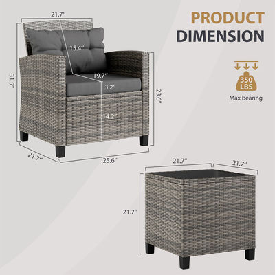 Εξωτερικό Bistro Set Rattan Garden Chair 2 καθιστικές βεράντες Set ομάδα με τραπέζι καφέ από AJUNION