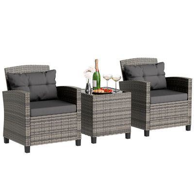 Εξωτερικό Bistro Set Rattan Garden Chair 2 καθιστικές βεράντες Set ομάδα με τραπέζι καφέ από AJUNION