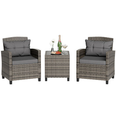 Εξωτερικό Bistro Set Rattan Garden Chair 2 καθιστικές βεράντες Set ομάδα με τραπέζι καφέ από AJUNION
