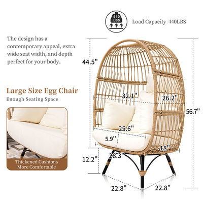 Εξωτερικό σιδηροπλαίσιο Wicker Ρατάνια Στρογγυλή φωλιά πουλιών Κρεμαστική καρέκλα αυγών για κήπο αυλής