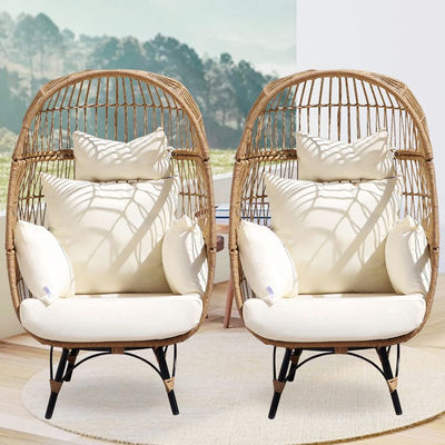 Εξωτερικό σιδηροπλαίσιο Wicker Ρατάνια Στρογγυλή φωλιά πουλιών Κρεμαστική καρέκλα αυγών για κήπο αυλής