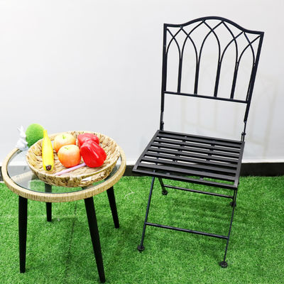 Εξωτερικό Bistro Garden Cafe Υψηλή πλάτη Λευκή σφυρηλατημένη σιδερένια μεταλλική αναδιπλούμενη καρέκλα για γάμο