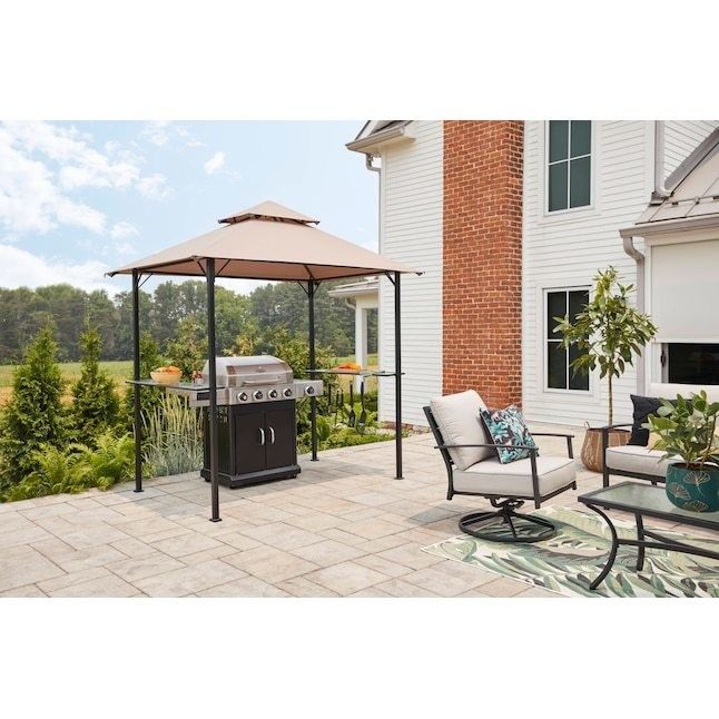 Εξωτερική βεράντα Grill Gazebo Τέντα AJUNION 5x8 Διπλό στρώμα BBQ Canopy με ατσάλινο πλαίσιο