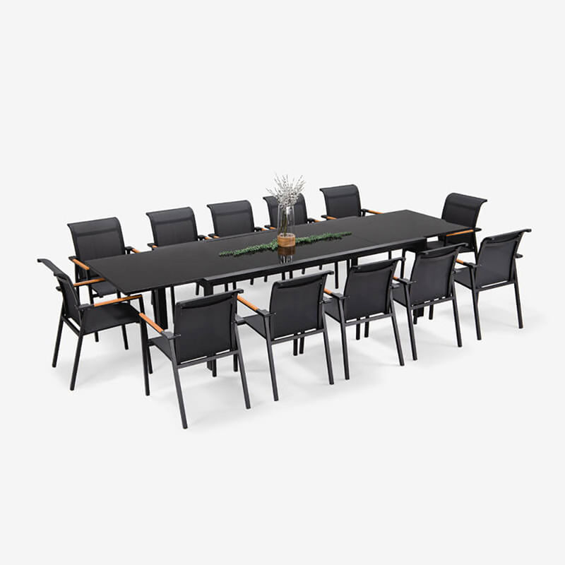 Επεκτάσιμο σύνολο βεράντας L 336,5 x W 107,5 x H 75cm AJUNION Εξωτερικό τραπεζάκι από αλουμίνιο