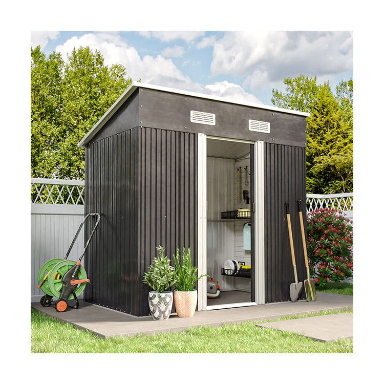 Ανθεκτικό στη σάπια AJUNION 4x6ft Garden Shed Double Sliding Door Metal Storage Shed για εργαλεία ποδήλατο