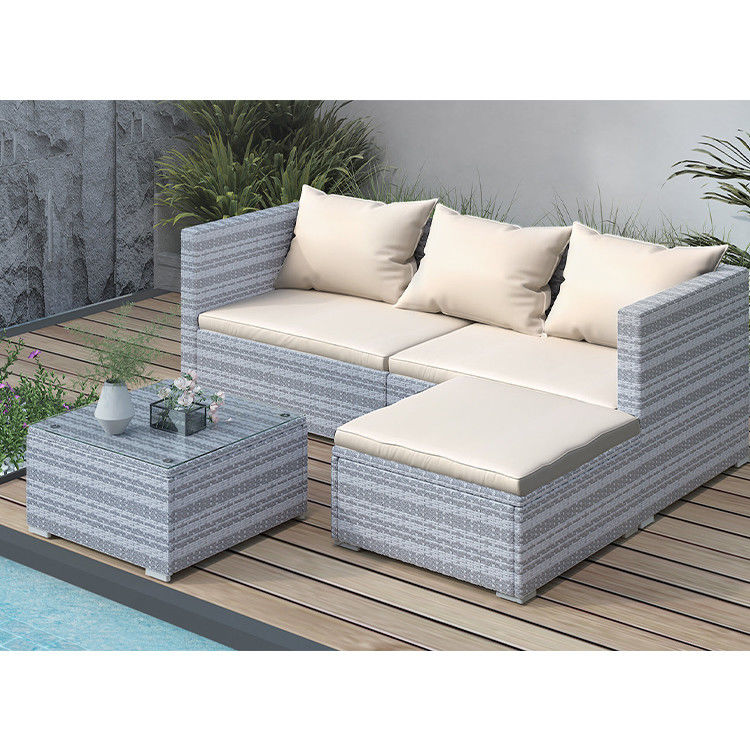 AJUNION Wicker Rattan Garden Sofa Outdoor Lounge Set 4 τεμάχια με συσκευασία Y Mail