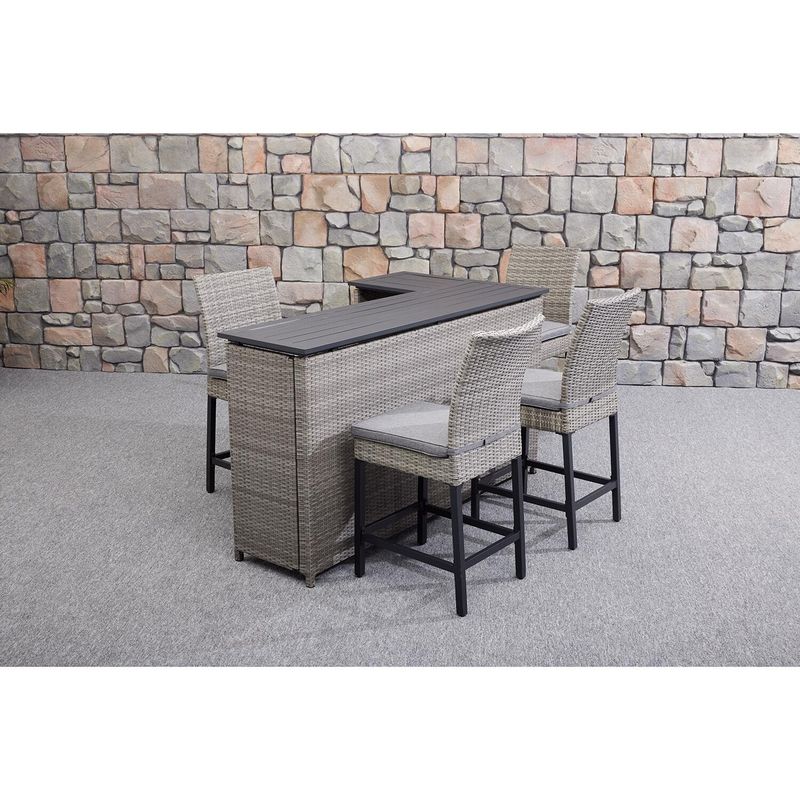 PE Wicker Rattan Outdoor High Bar Chair and Table Set για σύγχρονα έπιπλα για τραπεζαρία