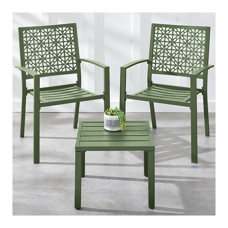 Εξωτερικά έπιπλα AJUNION Σύγχρονο σίδηρο KD Frame Garden Set Stackable Chair Bistro Set