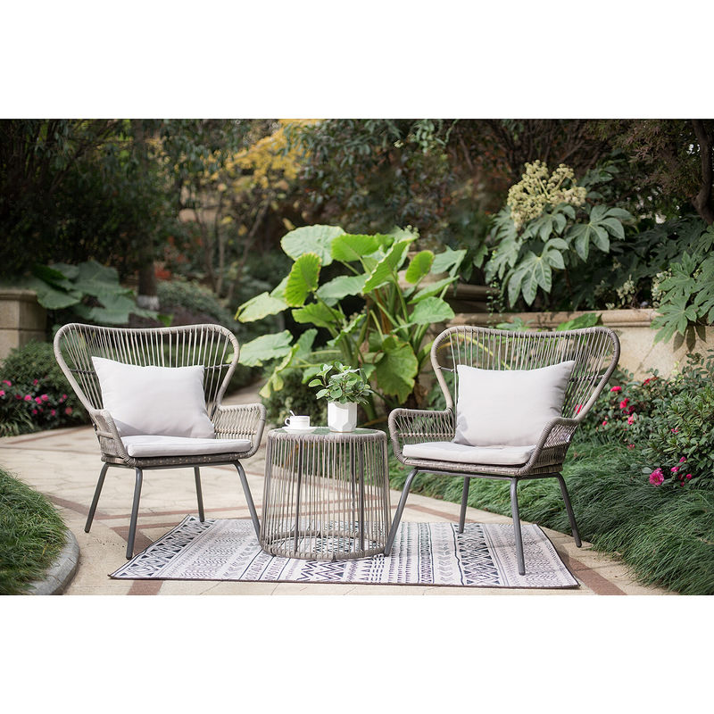 Σύγχρονο σχεδιασμό AJUNION 2 καθίσματα Wicker Rattan Καρέκλα για Bistro Set Πισίνα έπιπλα