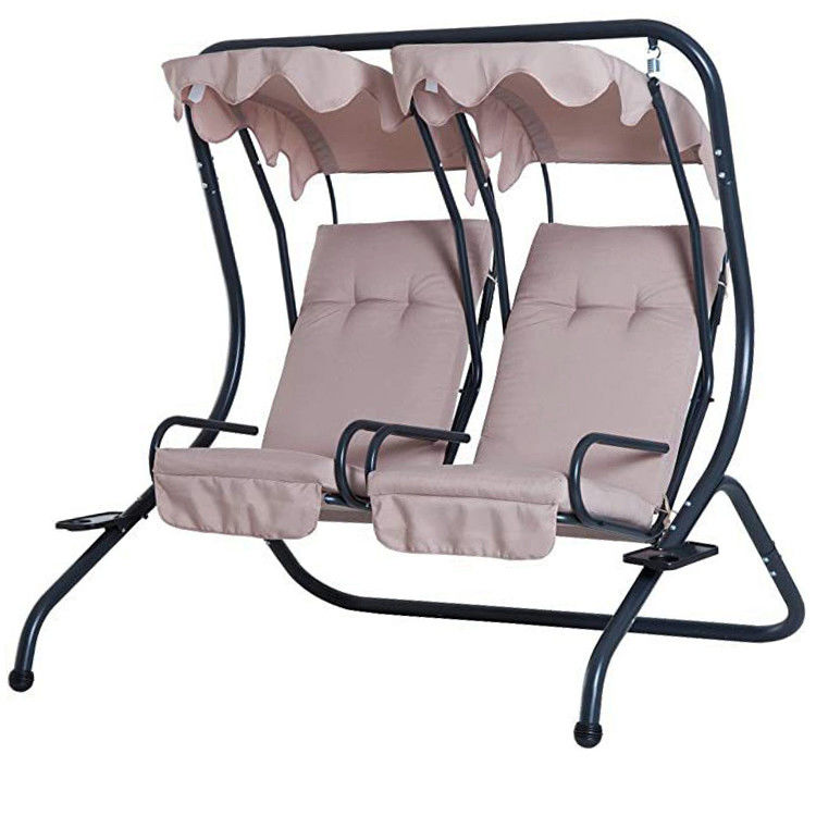 Μεταλλική διπλή 2 θέσεις Loveseat κρεμασμένη κούνια καρέκλα με κάλυψη Απολαύστε την υπαίθρια φύση με άνεση